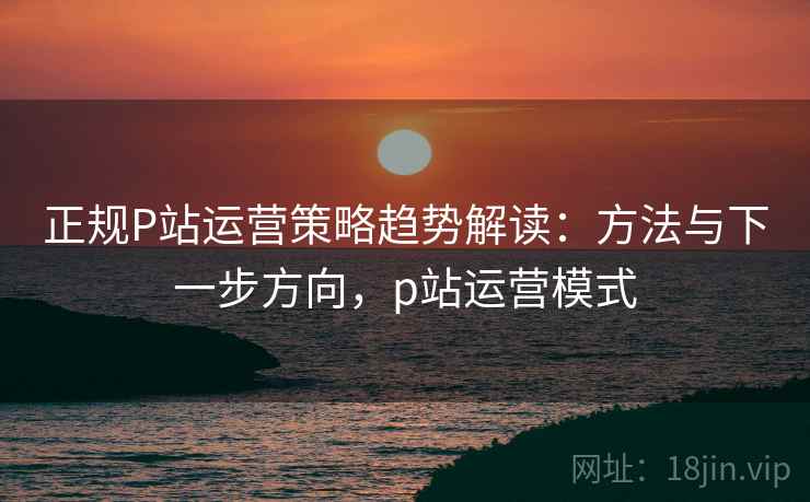 正规P站运营策略趋势解读：方法与下一步方向，p站运营模式